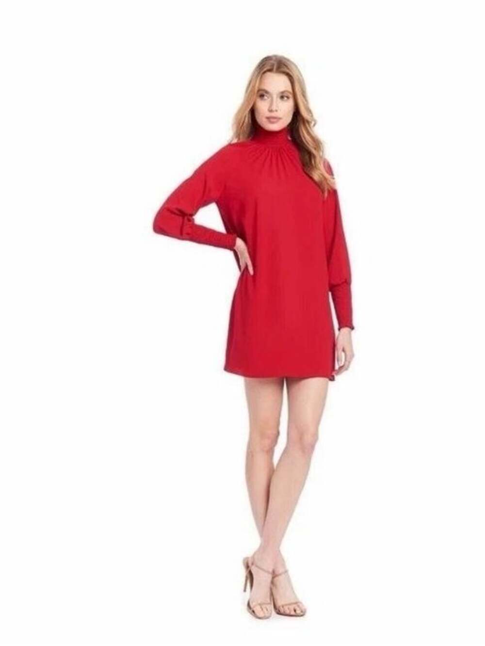 Amanda Uprichard “Noemi” Dress Mini Scarlet Red Long Sleeve Size Large NWOT